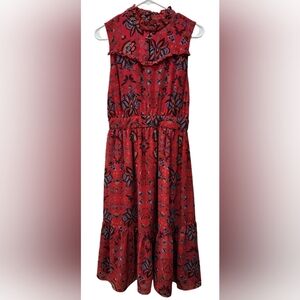 ModCloth floral high neck chiffon midi dress,  size M
